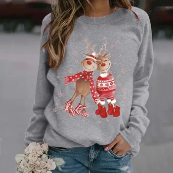 2023 nova jesensko-zimska božićno majica sa 3D digitalni tisak, cijele kragna, dugi rukav majica sa kapuljačom velike veličine, ženska vanjska trgovina