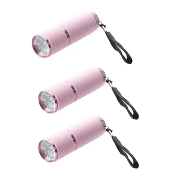 3X Ulični mini svjetiljka s 9 led dioda sa ružičastim gumenim premazom