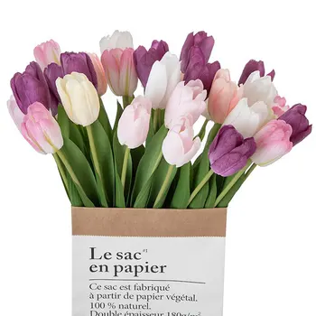 49 cm Tulipana Umjetni Cvijet Trenutno Dodir Lažni Buket Cvijeća za Vjenčanje Ukras Cvijeće Kućni Garenne Dekor Cvjetnih Dekoracija