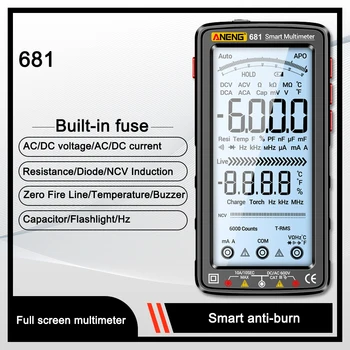 681 682 683 6000 Apsolutna Digitalni Multimetar Smart Anti-burn Punjiva Mjerač NCV Tester 5-inčni LCD svjetiljku s pozadinskim osvjetljenjem