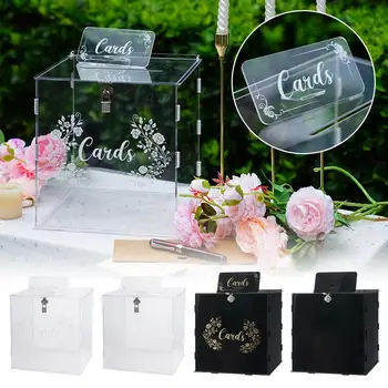 Akrilna kutija za svadbene čestitke iz dvorca, prozirna kutija za čestitke za rođendan, prijem u duši dijete, koverte za pisma, nakit