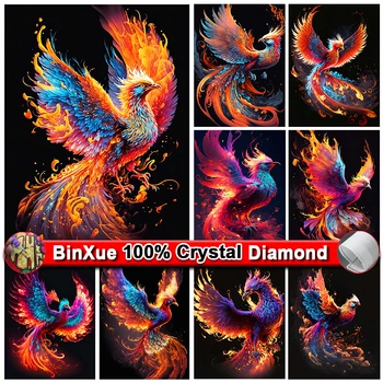 BinXue Flame Animal, Kristal, Dijamant, Ptica, Paun, Vez križić, Krila Feniksa, Ručni rad, mozaik 