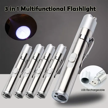 Dizajn isječke 3в1 mini svjetiljka-ručka punjiva metalni vodootporan svjetiljku s spuštenog snažan svjetiljku visoke kvalitete