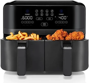 Dvostruki zračni friteza Touch s dvostrukim kapacitetom koš, digitalnim kontrolama jednim dodirom i podsjetnik o встряхивании za kuhanje maksimalno zdravih jela.