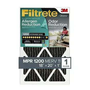 Filter zraka za peći HVAC 3M 18x20x1, MERV 11, Allergen Plus Za Smanjenje Mirisa, 1200 MPR, 1 Filter