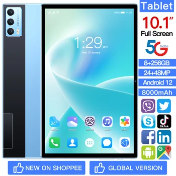 Globalna verzija Android 12 5G Call Phone 2023 Nova Kartica WiFi Tablet od 10,1 Inča 8G + 256 GB Tablet s dual SIM-kartica za poklone