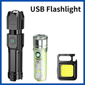 Jaka Svjetlost Prijenosna svjetiljka sa snažnim USB-Baterijom, lampa sa zoom, Taktička Svjetiljka Vanjska rasvjeta, led bljeskalica