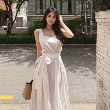 Koreja-francuska godišnjeg odmora college, Donijeli Vjetar, Top bez rukava Trapeznog oblika, suknja do pola dužine, Elegantne Haljina