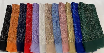 Luksuzne čipke tkanine Visoke kvalitete, izvezena perle, 2023, Afrički tila sa šljokicama Za vjenčanja, Ručni perle, Sjajna slijed, Francuski mreže