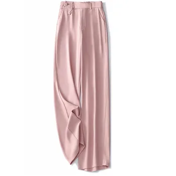 Pink je Ženski nogavica odijelo 2023, Novi Elegantne Slobodan široke hlače, Korejski ljetna odjeća, Tanke Ravne hlače džep
