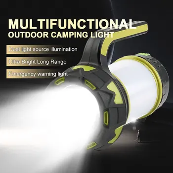 Prijenosna svjetiljka za kampiranje, lampa od perli T6, USB-punjiva Vodootporan hitne vanjski reflektor s bočnim osvjetljenjem COB