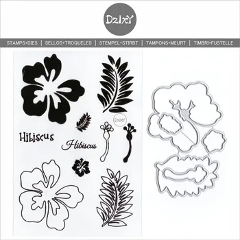 Prozirne poštanske marke s cvjetnim lišćem DzIxY i metalne marke za rezanje kartona, ispuna, Džepovima za spremanje, matrice za otiskivanje papira