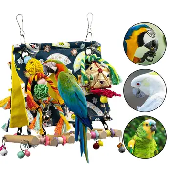 Set igračaka za obogaćivanje papige, Čvrste šarene igračke za penjanje papige, Jednostavna instalacija, Ptica viseća, добывающий hrana za male papige