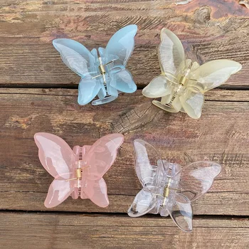 Slatka Mini-ukosnice-rakovi s leptirićima za žene i djevojčice, Akril kopču za kosu Soild Color, Korejski pribor za kosu, male kopče za kosu