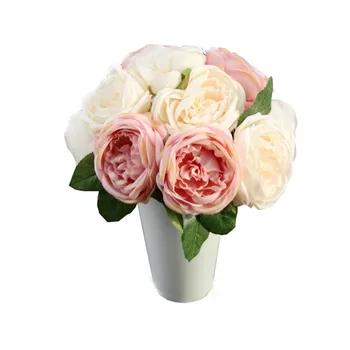 Slavoluk cvijet umjetna ruža svila cvijeće 5 cvjetnih glava list vrt dekor Diy roza glave ruža umjetno cvijeće