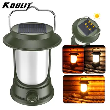 Solarni punjiva lampa za kampiranje, Prijenosni led svjetiljka za kampiranje, jaka svjetlost, šator, hitne lampa za pješačenje, ribolov s ugrađenim zatamnjenje