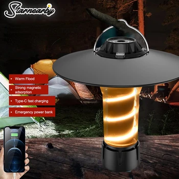 Svjetiljka za kampiranje, Punjiva Lampa za kampiranje, lampa za šator, Vodootporan, 5 načina rada rasvjete, svjetiljka s magnetskim osnova, Vanjska rasvjeta
