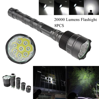 Taktička svjetiljka 8000 Lumena, najmoćniji Vodootporan Svjetiljka za Kampiranje, Super Svijetle Prijenosni Svjetlo za ulice