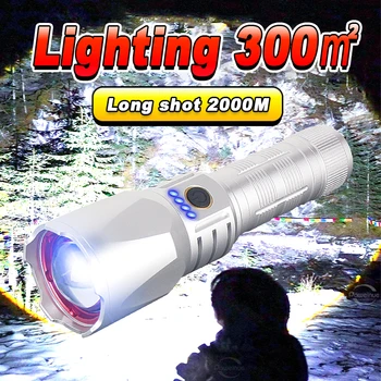 Ultra Moćna Led Svjetiljka Long Shot 2000M USB Punjiva ručna Svjetiljka velike Snage XHP360 LED Flash Light Skalabilne Taktička Lampa