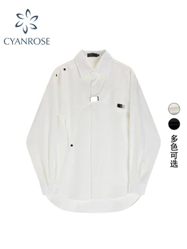 Ženske bijele košulje i bluze u korejskom stilu Харадзюку, Vintage moda, Slobodna Gotička crna majica-polo majice dugi rukav, majice, ljetna odjeća