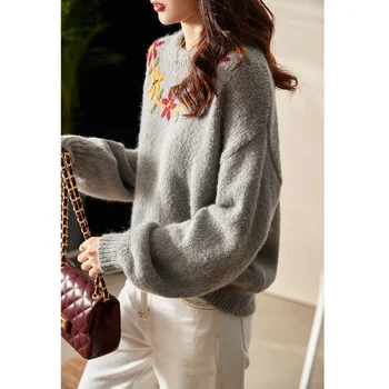 Ženski jesensko-zimskom slobodan džemper sa vezom oko vrata